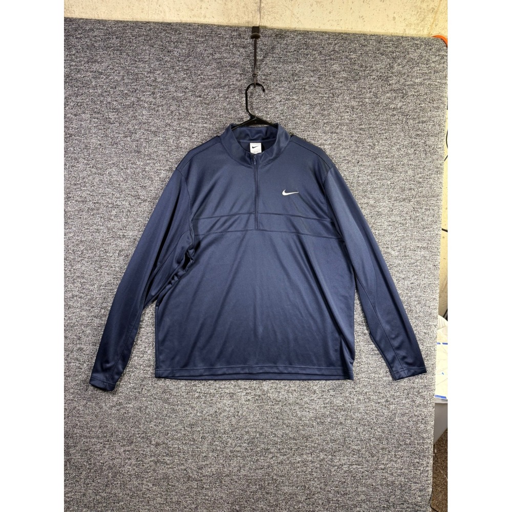 Nike Dri-FIT Mens XL Navy Blue Quarter Zip Pullover Long Sleeve Training Shirt